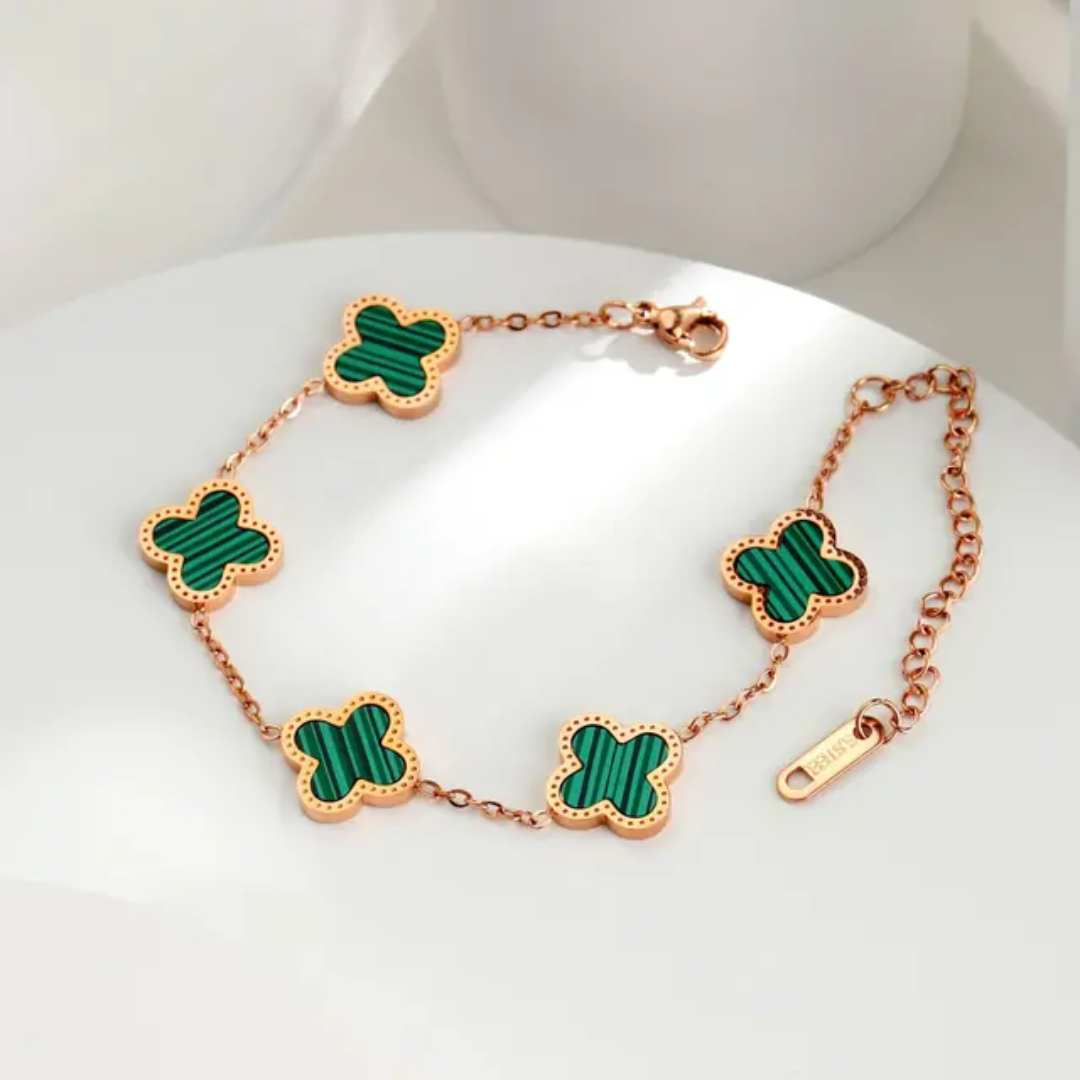 Crimson Clover Elegance Bracelet GREEN/ROSE GOLD FINISH