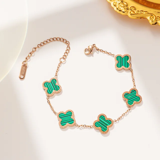 Crimson Clover Elegance Bracelet GREEN/ROSE GOLD FINISH