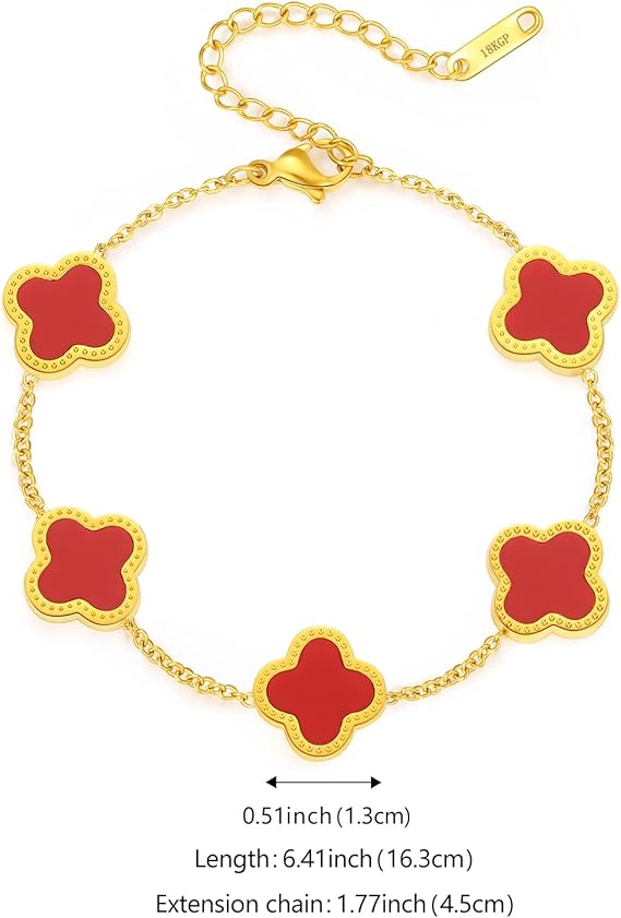 Crimson Clover Elegance Bracelet RED/ROSE GOLD FINISH