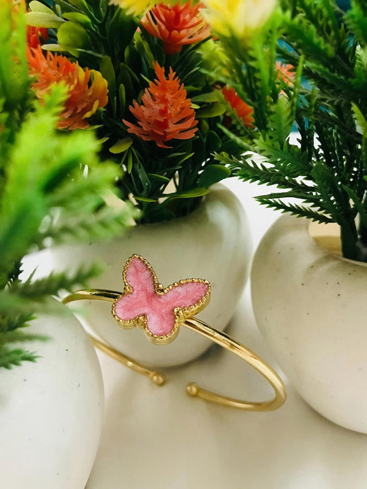 Blush Butterfly Gold Cuff Bracelet