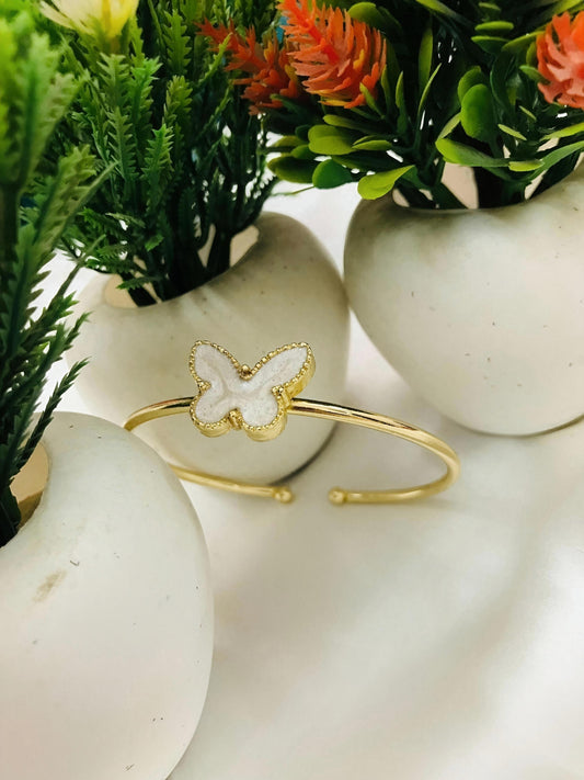 Elegant Butterfly Charm Bangle – Gold Finish