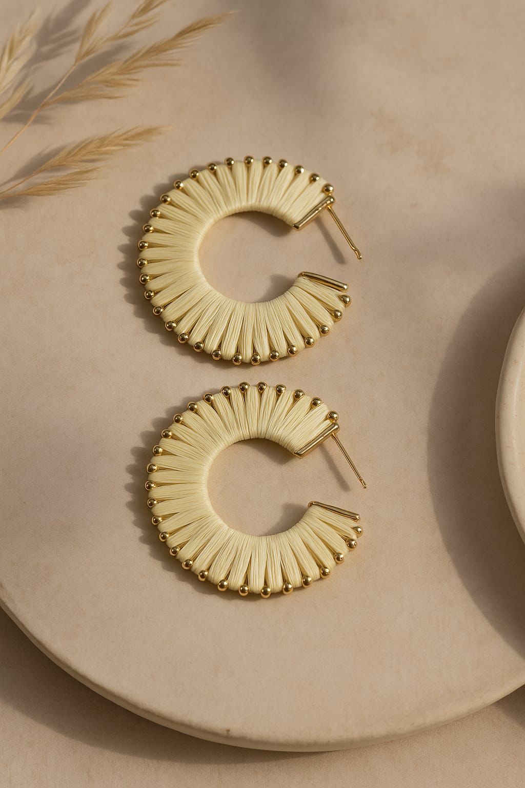 Rafia hoop earrings